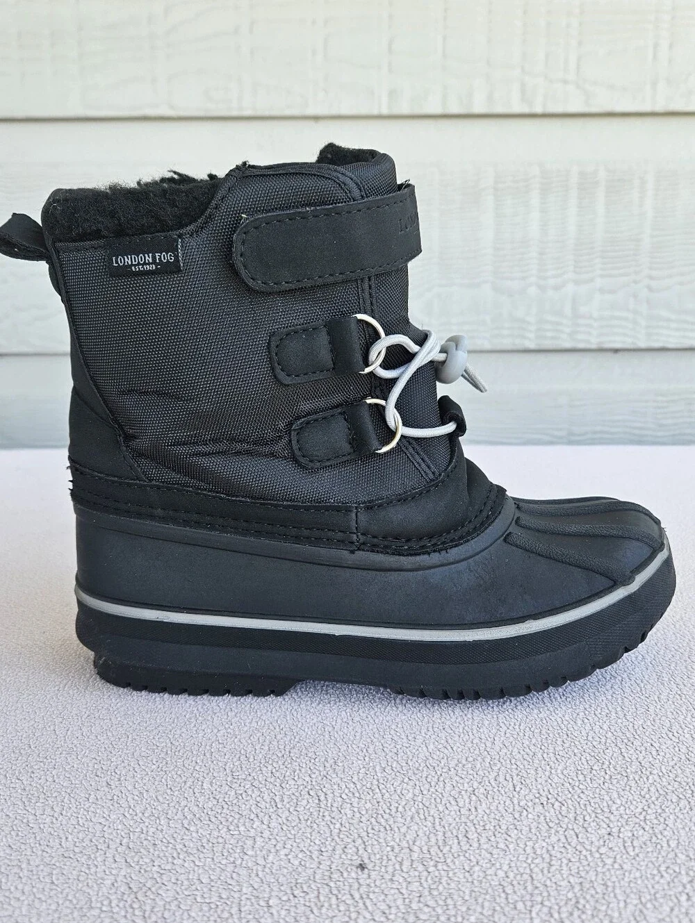 London Fog Oxford Snow Winter Boot Toddler SZ 13 Black Waterproof Hook & Loop